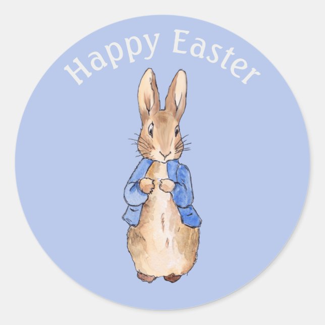 Sticker Rond Peter le lapin Joyeux salut de Pâques (Devant)