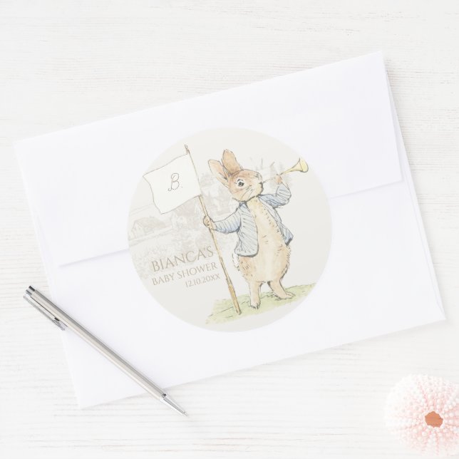Sticker Rond Peter le lapin Un Baby shower lapin (Enveloppe)