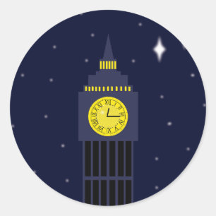 Sticker Rond Peter Pan Neverland Horloge Tower souhaite une éto