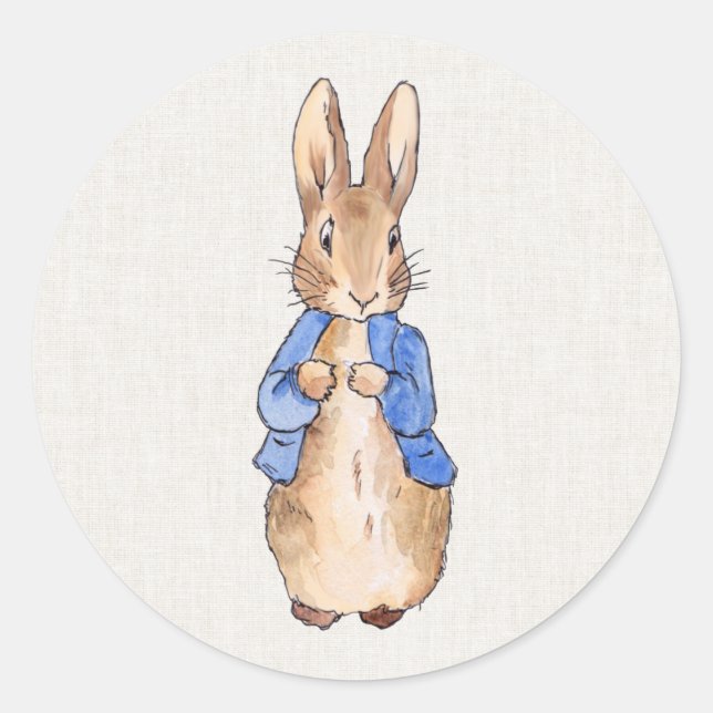 Sticker Rond Peter Rabbit avec Arrière - plan Linen (Devant)