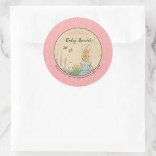 Sticker Rond Peter Rabbit   Baby shower fille