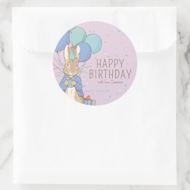 Sticker Rond Peter Rabbit | Joyeux anniversaire de (Sac)