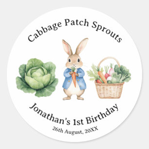 Sticker Rond Peter Rabbit Veggie Panier Baby shower Favoriser