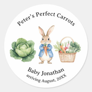 Sticker Rond Peter Rabbit Veggie Panier Baby shower Favoriser