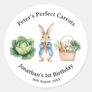 Sticker Rond Peter Rabbit Veggie Panier Baby shower Favoriser
