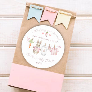 Sticker Rond Peter the Rabbit Clothesline Baby Shower Thank You