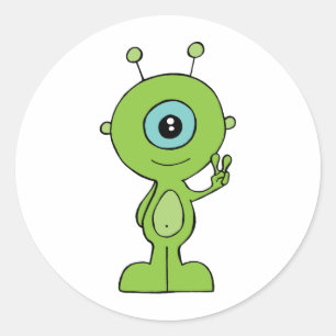 Sticker Rond Petit alien frais