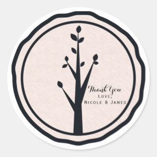 Sticker Rond Petit Arbre Rustique Nature Mariage Faveur Personn