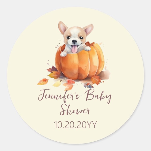 Sticker Rond Petit Baby shower Citrouille (Devant)
