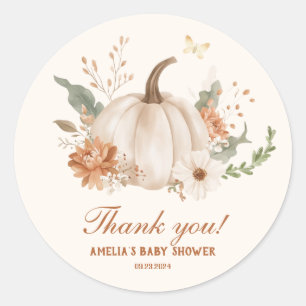 Sticker Rond Petit Baby shower Citrouille   Belle Automne