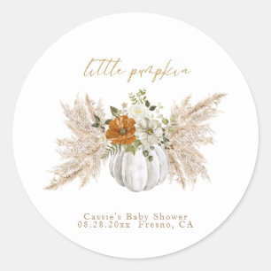 Sticker Rond Petit Baby shower Citrouille doux Merci