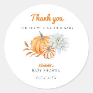 Sticker Rond Petit Baby shower Citrouille Élégant Simple Modern