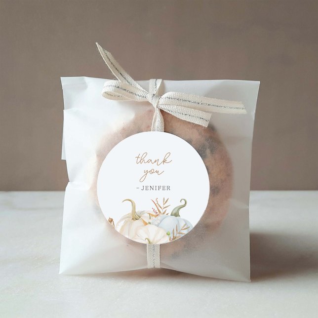 Sticker Rond Petit Baby shower Citrouille Merci traiter les Éti (Créateur téléchargé)