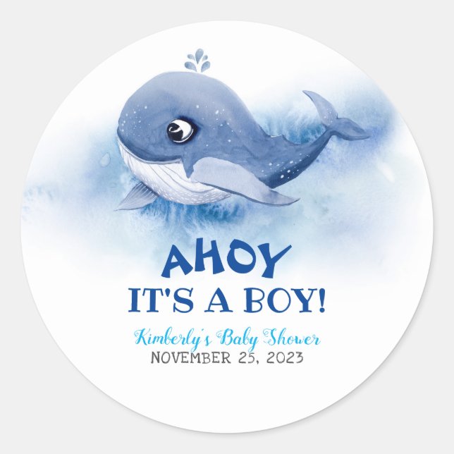 Sticker Rond Petit Baby shower de baleine (Devant)