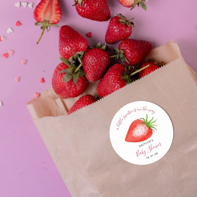 Sticker Rond Petit Baby shower de fraises doux (Créateur téléchargé)