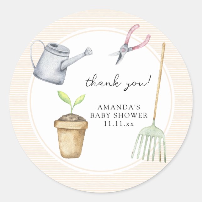 Sticker Rond Petit baby shower de pousses merci (Devant)