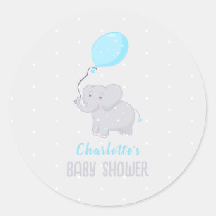 Sticker Rond Petit Baby shower éléphant