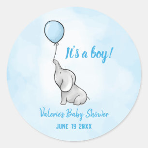 Sticker Rond Petit baby shower éléphant