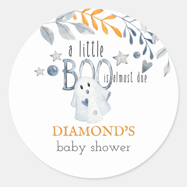 Sticker Rond Petit Baby shower fantôme d'Halloween Boo (Devant)