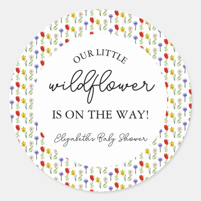 Sticker Rond Petit Baby shower Fleur sauvage (Devant)