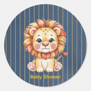Sticker Rond Petit Baby shower Lion Boy