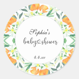 Sticker Rond Petit baby shower orange