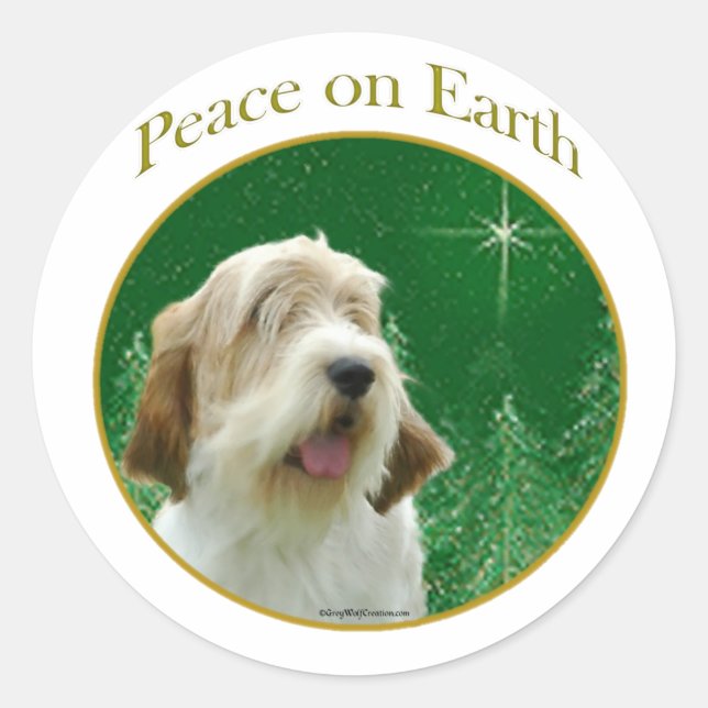 Sticker Rond Petit Basset Griffon Venden Paix (Devant)
