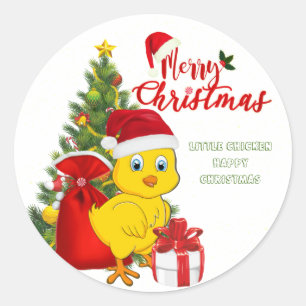 Sticker Rond Petit bébé poulet Noël