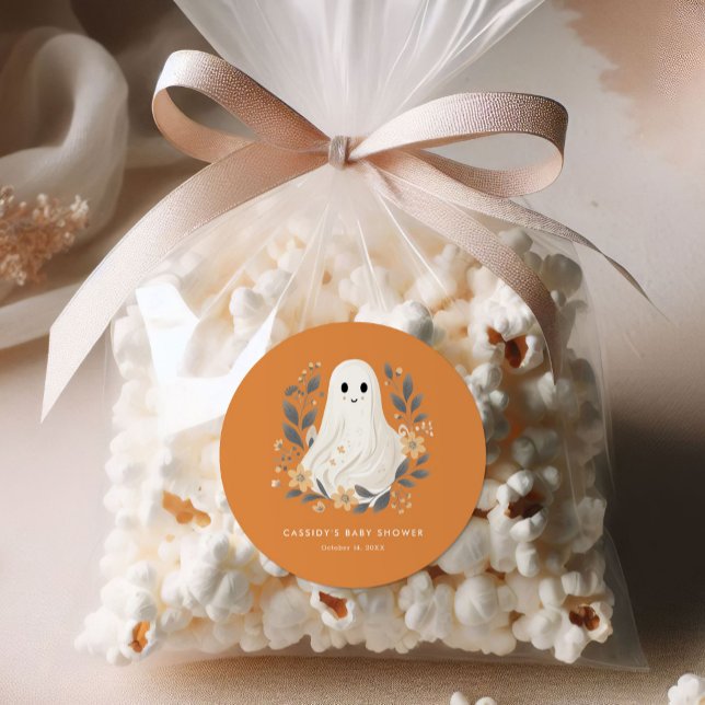 Sticker Rond Petit Boho Ghost Baby shower d'Halloween (Créateur téléchargé)
