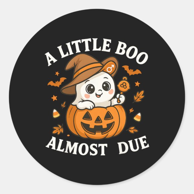Sticker Rond Petit Bois Est Presque Dû Halloween Grossesse Reve (Devant)