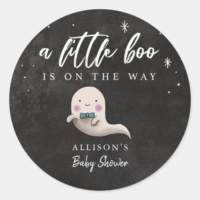 Sticker Rond Petit Boo Halloween Boy Ghost Baby shower (Devant)