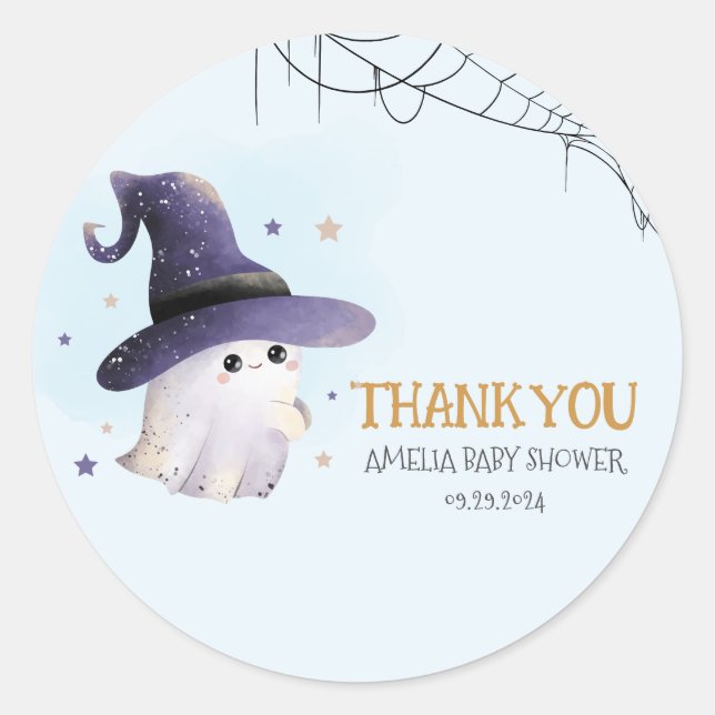 Sticker Rond Petit Boo Halloween fantôme garçon baby shower (Devant)