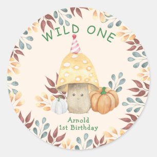 Sticker Rond Petit Champignons premier anniversaire WILday ONE