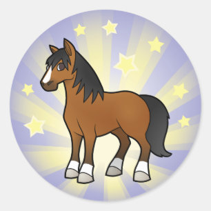 Sticker Rond Petit Cheval Étoile