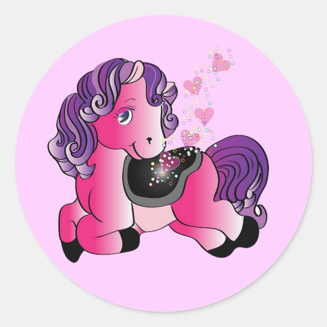Sticker Rond Petit cheval heureux (Devant)
