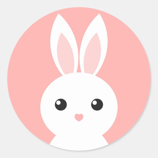 Sticker Rond Petit chevalet rose lapin mignon (Devant)