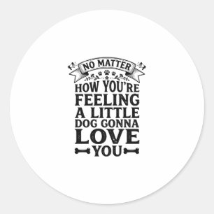 Sticker Rond Petit Chien Amour Toi Typographie Vintage Design_1