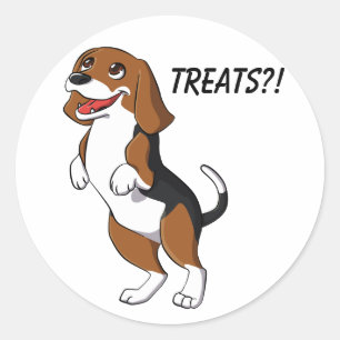 Sticker Rond Petit Chien Beagle Chien Chien Chien Chien Traite 