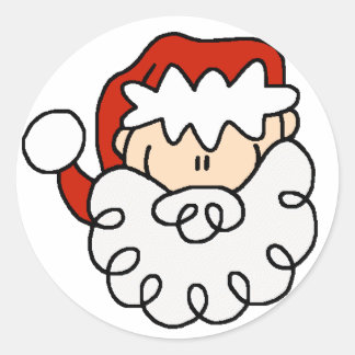 Sticker Rond Petit chiffre mignon visage de bâton de Père Noël