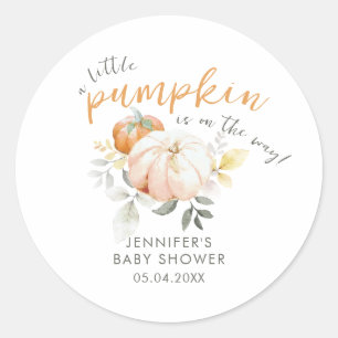 Sticker Rond Petit Citrouille Automne Automne Baby shower d'aqu