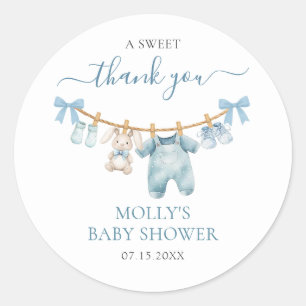 Sticker Rond Petit Citrouille Automne Blue Boy Baby shower Stic