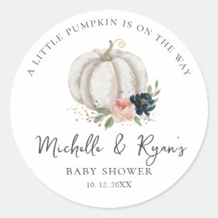 Sticker Rond Petit Citrouille En Route Baby shower