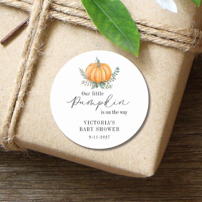 Sticker Rond Petit Citrouille en route Baby shower (Créateur téléchargé)