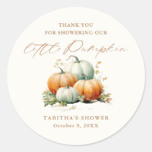 Sticker Rond Petit Citrouille Remerciement pour Baby Shower de