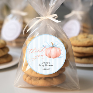 Sticker Rond Petit Citrouille Sur Le Chemin Baby shower Merci