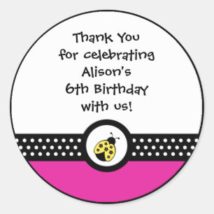 Sticker Rond Petit coccinelle fête d'anniversaire faveurs