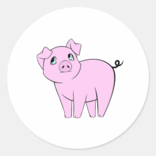 Sticker Rond Petit Cochon, Petit Cochon, Chien, Cochon Rose, An