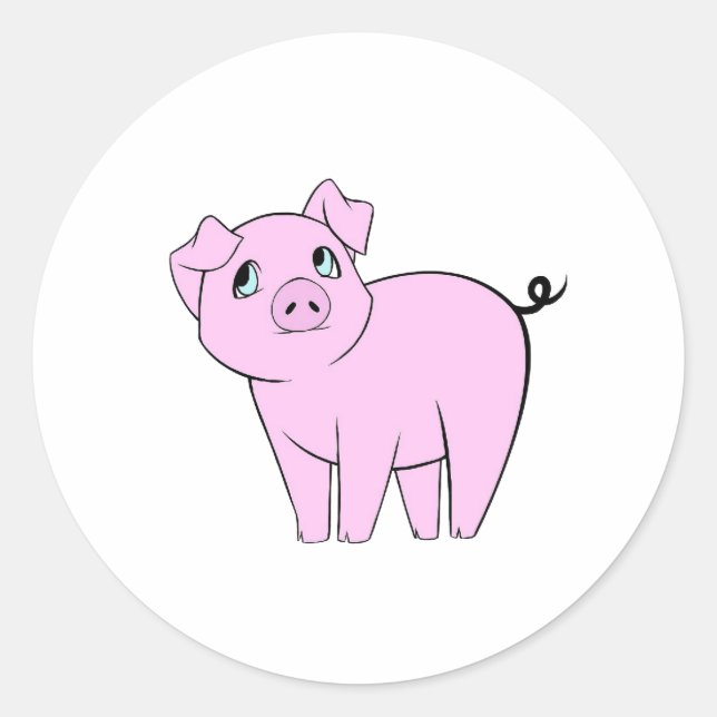 Sticker Rond Petit Cochon, Petit Cochon, Chien, Cochon Rose, An (Devant)