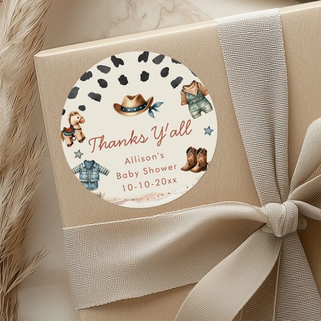 Sticker Rond Petit Cowboy western thème garçon baby shower (Créateur téléchargé)