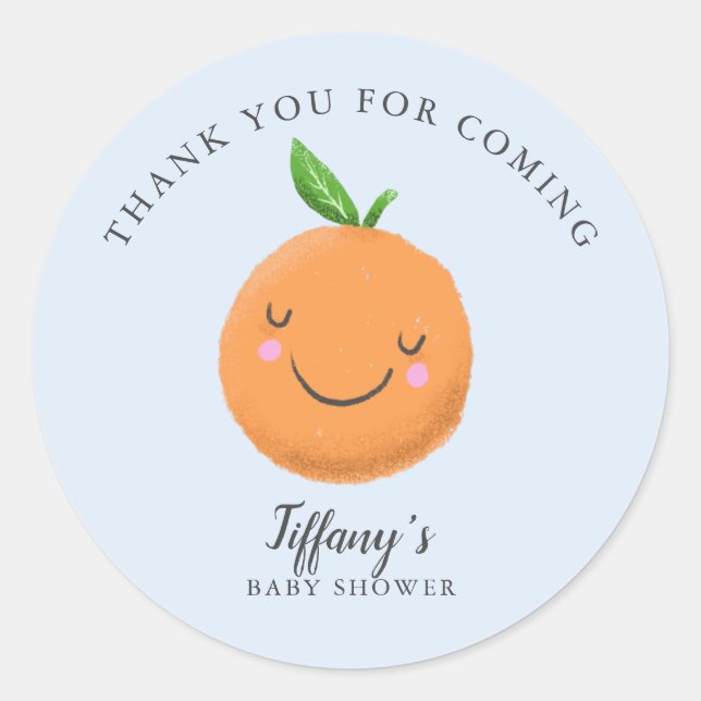 Sticker Rond Petit Cutie Thème Baby shower Bleu Faveur (Devant)